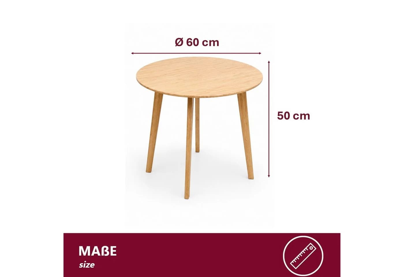 HOOZ Beistelltisch Bambus rund Natur Design Couchtisch - Bild 3