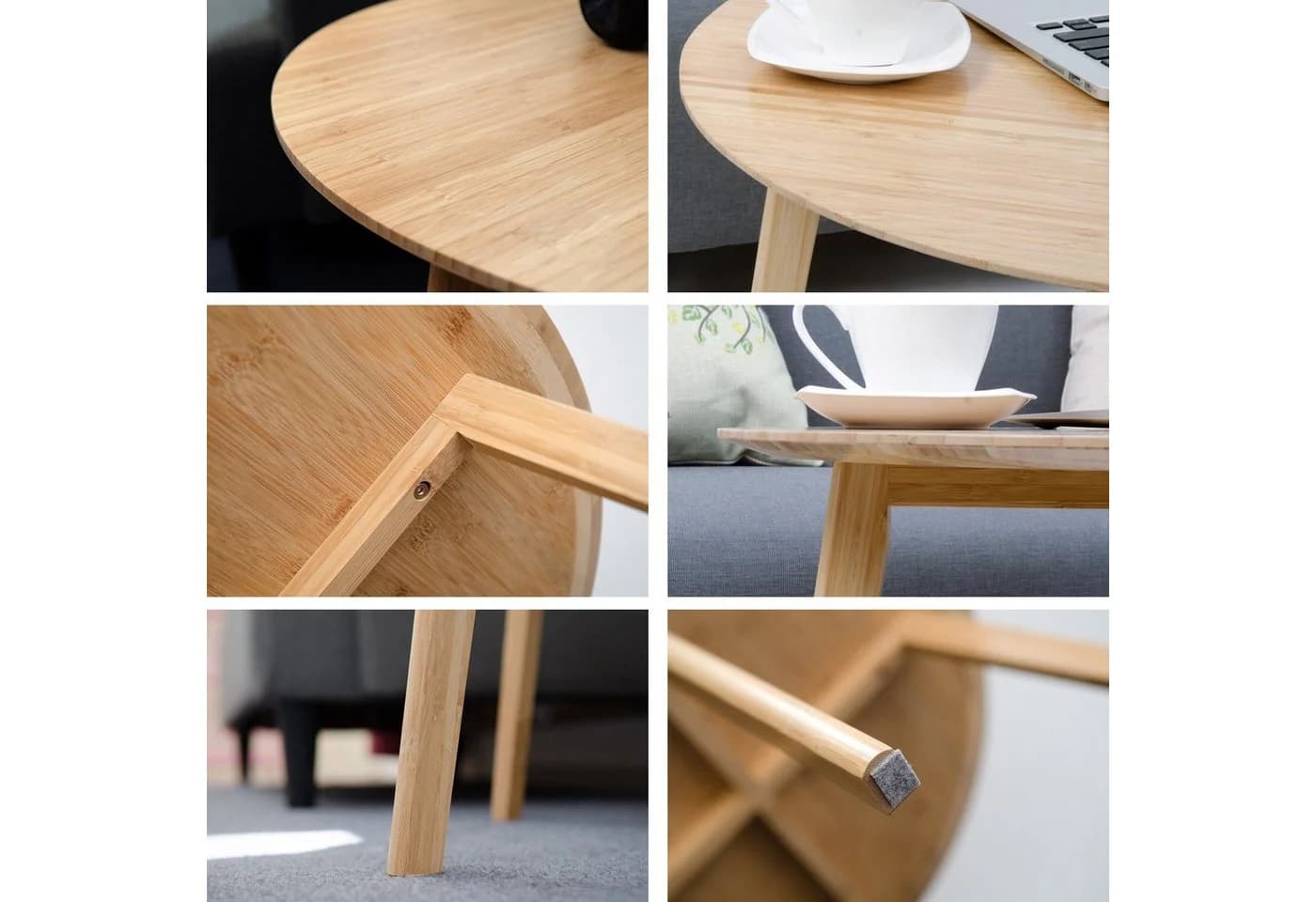 HOOZ Beistelltisch Bambus rund Natur Design Couchtisch - Bild 4