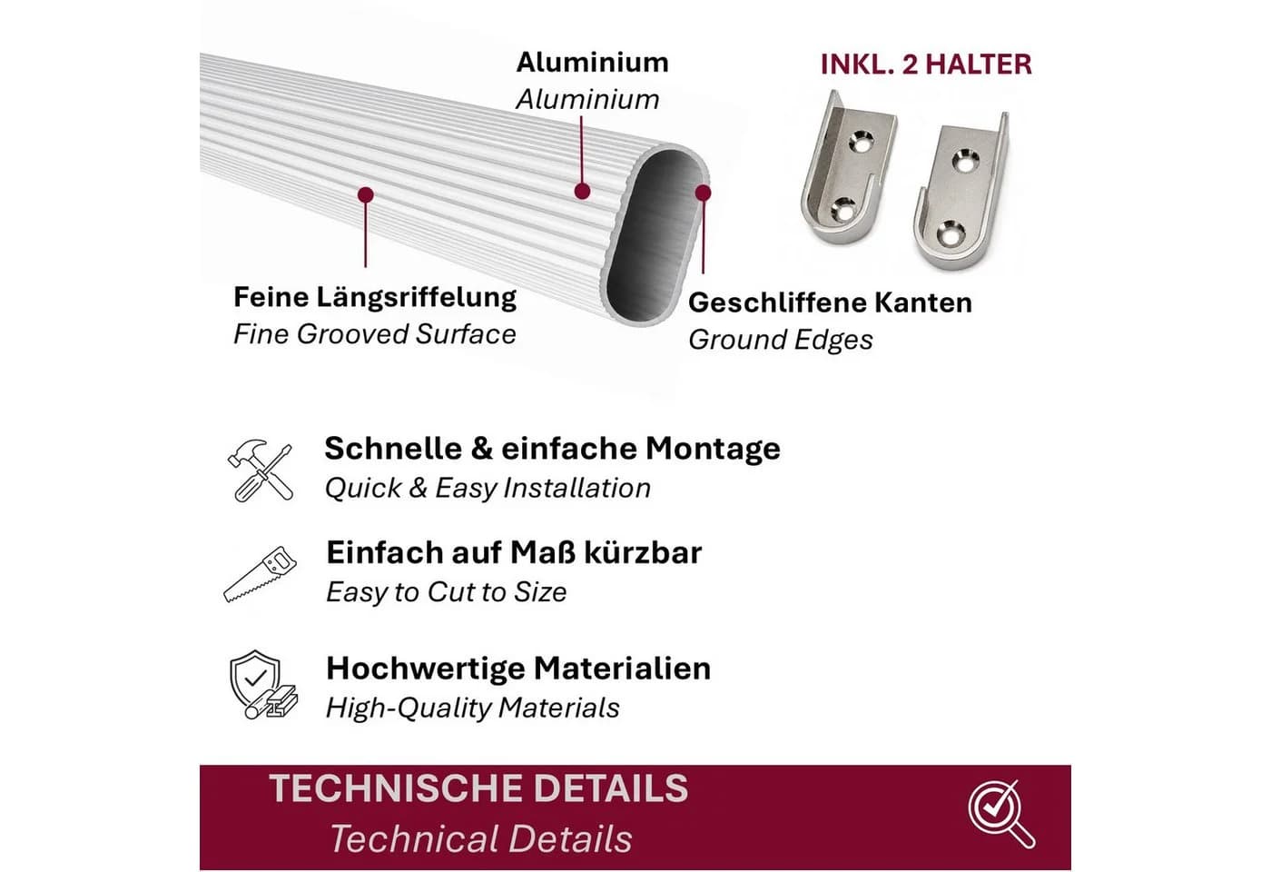 HOOZ Kleiderstange Oval Aluminium Silber 50 cm - Bild 3
