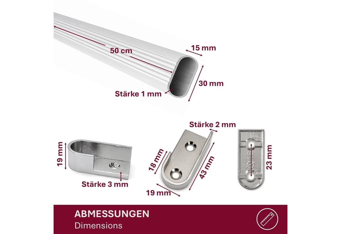 HOOZ Kleiderstange Oval Aluminium Silber 50 cm - Bild 4