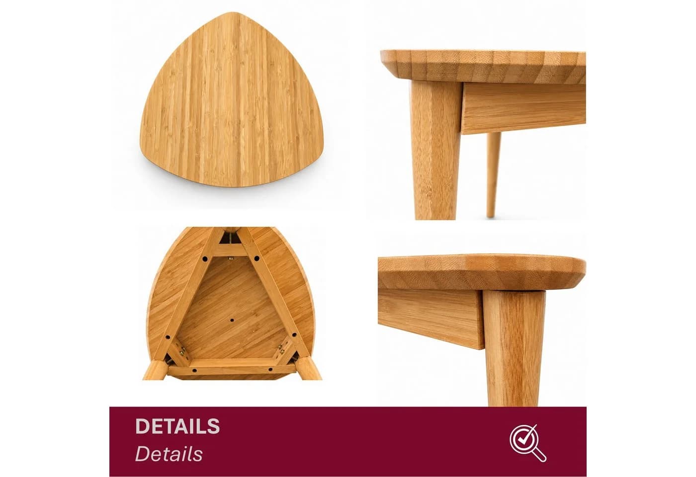 HOOZ Beistelltisch Bambus Natur – Sofatisch Dreieck abgerundet - Bild 3
