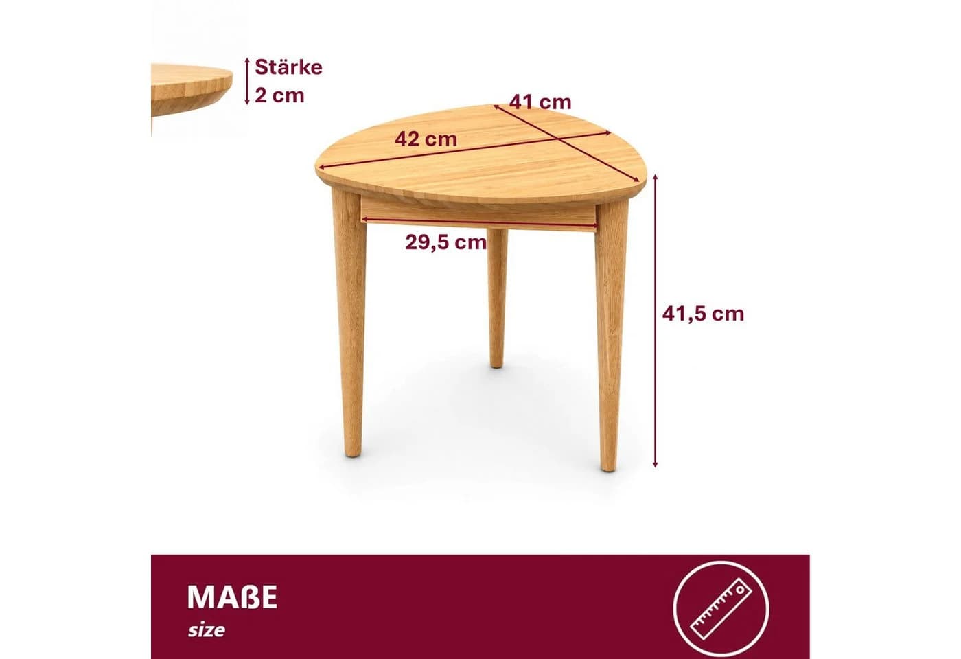 HOOZ Beistelltisch Bambus Natur – Sofatisch Dreieck abgerundet - Bild 4