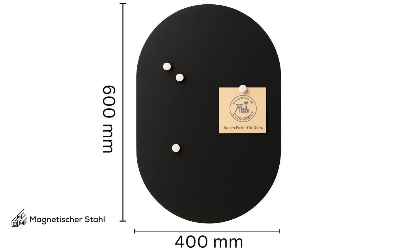 BEHE Interior Magnettafel Oval Rundbogen Stahl Pulverbeschichtet Schwarz - Bild 3