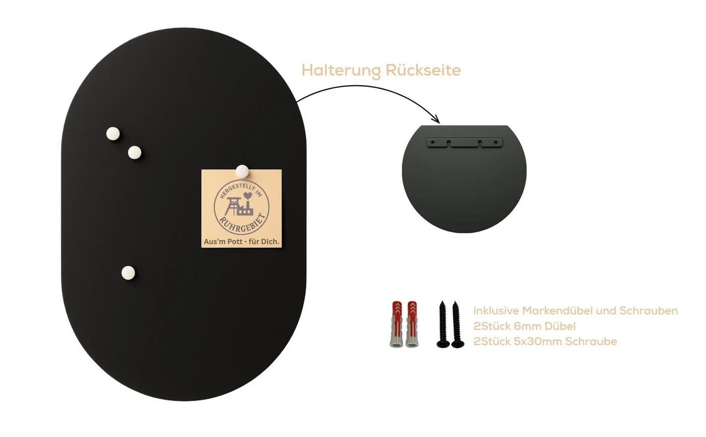 BEHE Interior Magnettafel Oval Rundbogen Stahl Pulverbeschichtet Schwarz - Bild 4