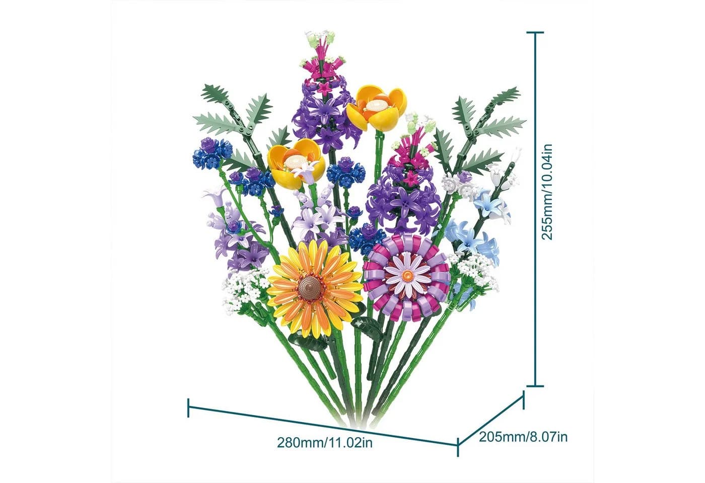 Bundviel Künstliche Blumen Bau-Set Blumentopf-Set Spielzeug Flowers Bausteinen Spielbausteine - Bild 3