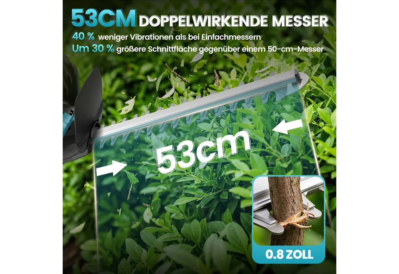 Bundviel Akku-Heckenschere 53cm mit 2x Akkus & Ladegerät - Bild 5