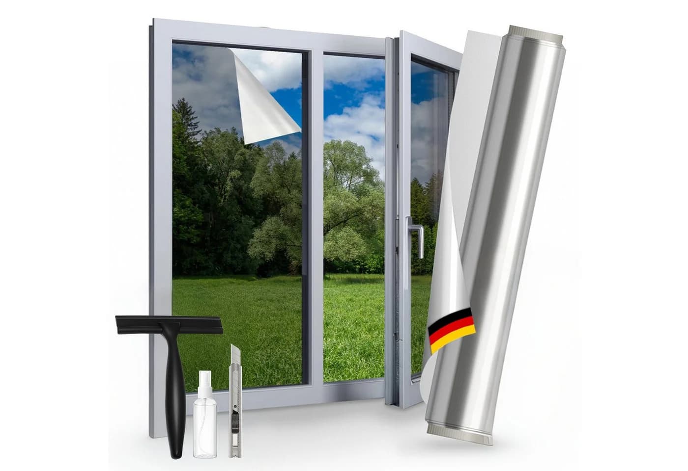 Bundviel Sonnenschutz-Fensterfolie UV-Schutz Blickdicht Silber - Bild 2