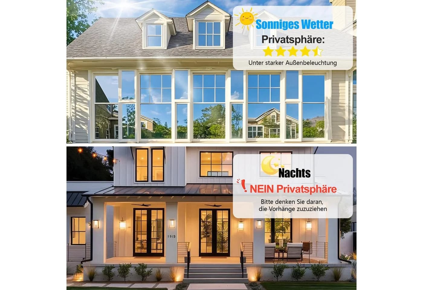 Bundviel Sonnenschutz-Fensterfolie UV-Schutz Blickdicht Silber - Bild 4