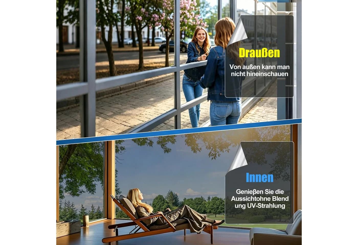 Bundviel Sonnenschutz-Fensterfolie UV-Schutz Blickdicht Silber - Bild 5