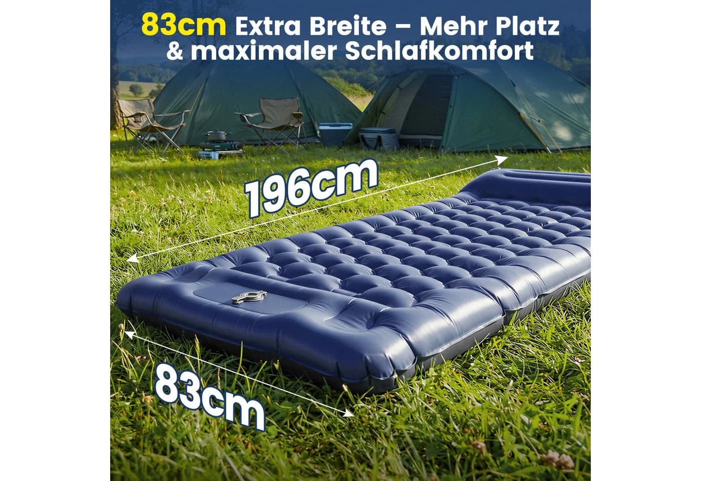 Bundviel Luftbett Camping Selbstaufblasend 12cm Ultraleicht mit Fußpumpe - Bild 3