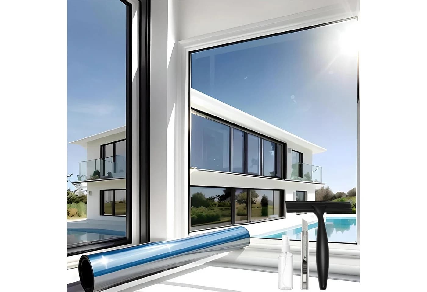Bundviel Sonnenschutz-Fensterfolie Silber UV-Schutz Spiegelfolie - Bild 2