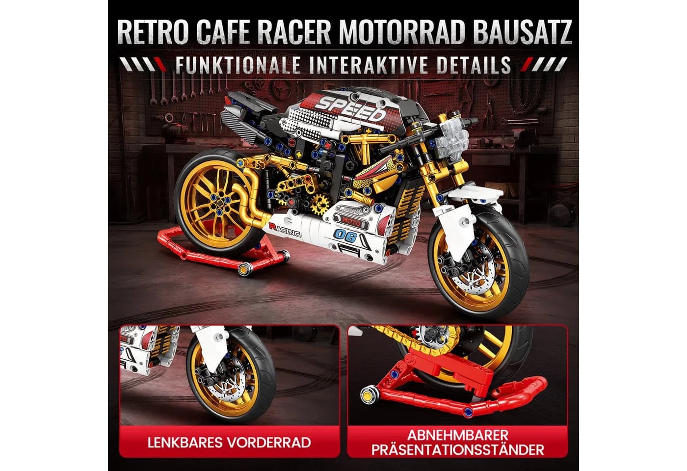 Bundviel Bausteinset 3-in-1 Modellbausätze Motorrad, Krankenwagen & Schulbus - Bild 3