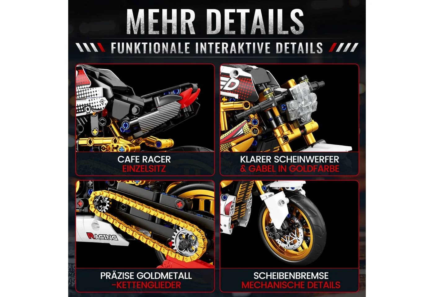 Bundviel Bausteinset 3-in-1 Modellbausätze Motorrad, Krankenwagen & Schulbus - Bild 5