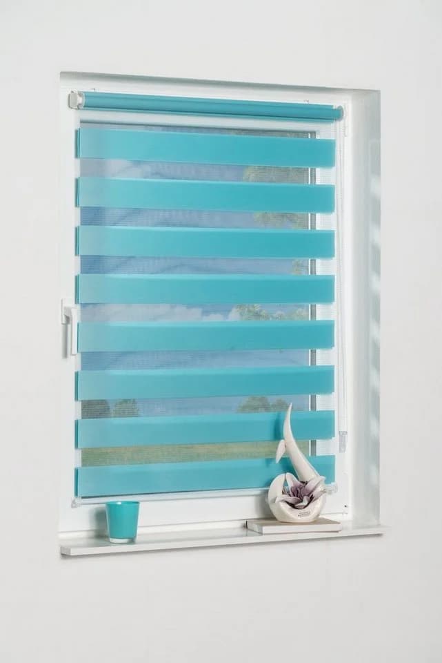 Doppelrollo Klemmfix 25x150cm eisblau Polyester K-Home - Bild 2