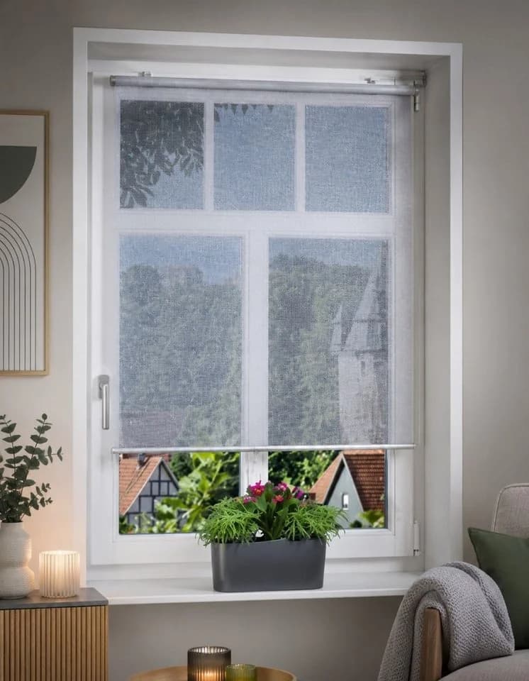 K-HOME Springrollo Grau Halbtransparent Klemmfix - Bild 2