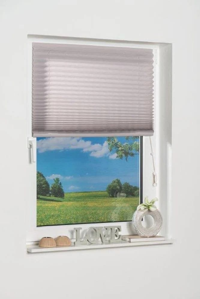 K-home Plissee Como Grau Klemmfix Stufenlos
