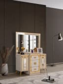 JulietHome Schlafzimmer-Set Piramit Weiß/Gold mit Boxspringbett & Kleiderschrank Bild 4