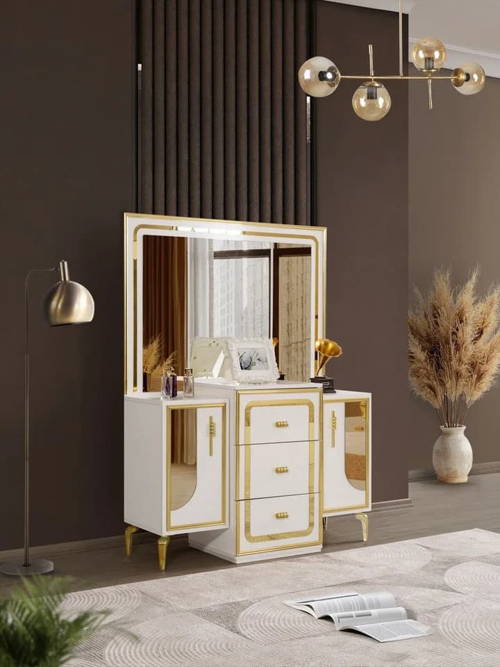 JulietHome Schlafzimmer-Set Trend Weiß/Gold mit Boxspringbett & Kleiderschrank - Bild 4