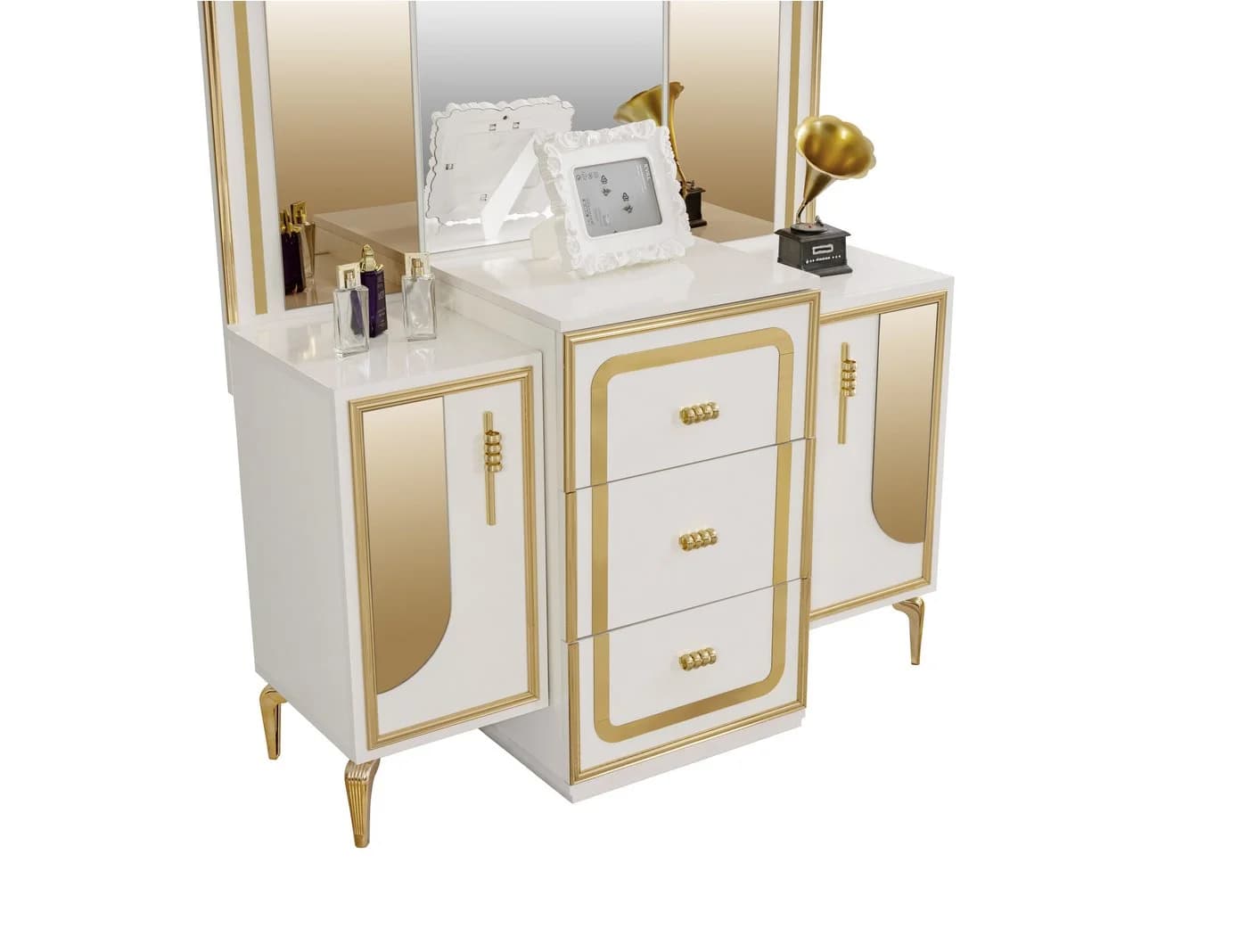 JulietHome Schlafzimmer-Set Trend Weiß/Gold mit Boxspringbett & Kleiderschrank - Bild 5