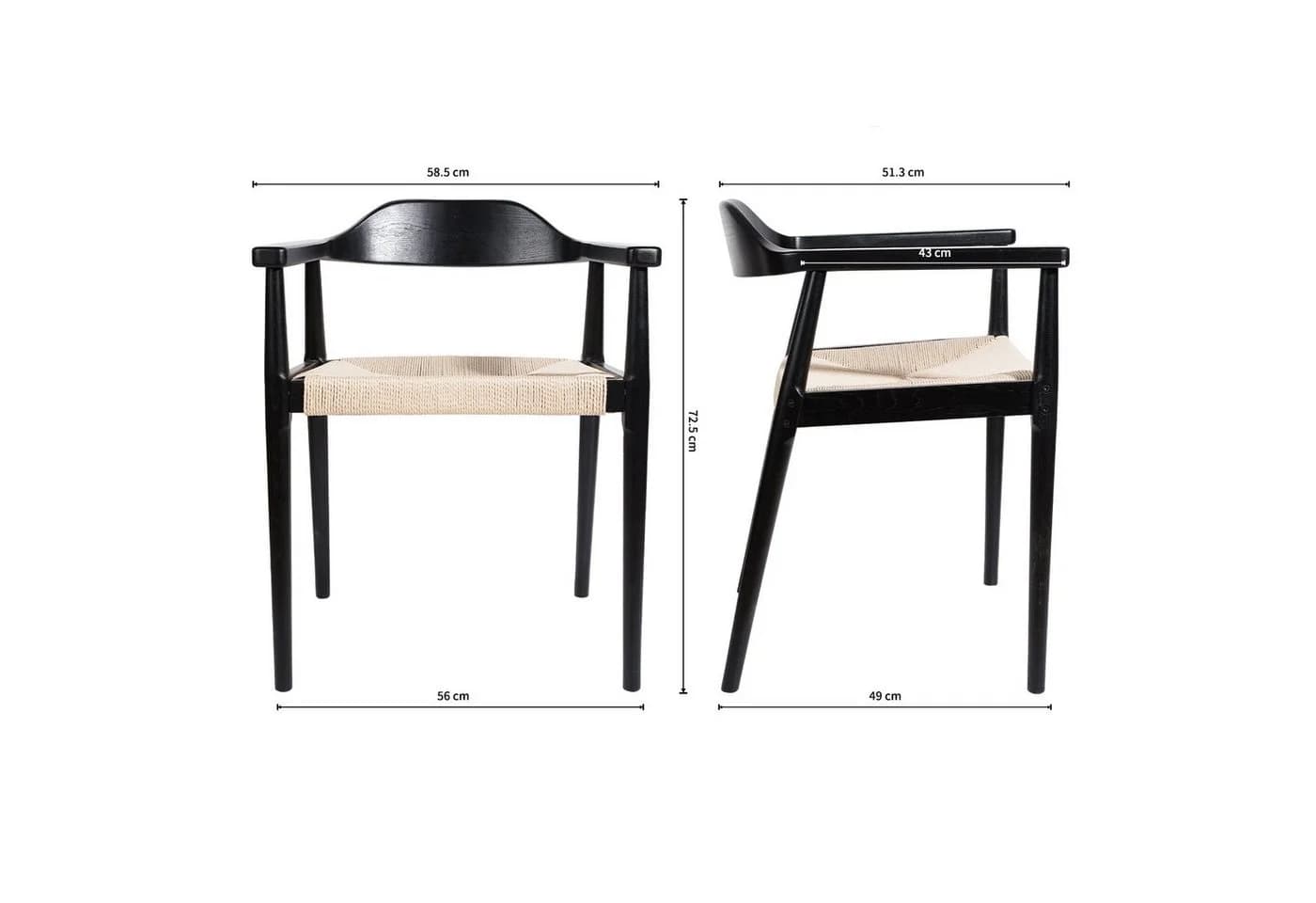 LIM HOME Esszimmerstuhl SW010 Schwarz FSC® Eichenholz Papierseil