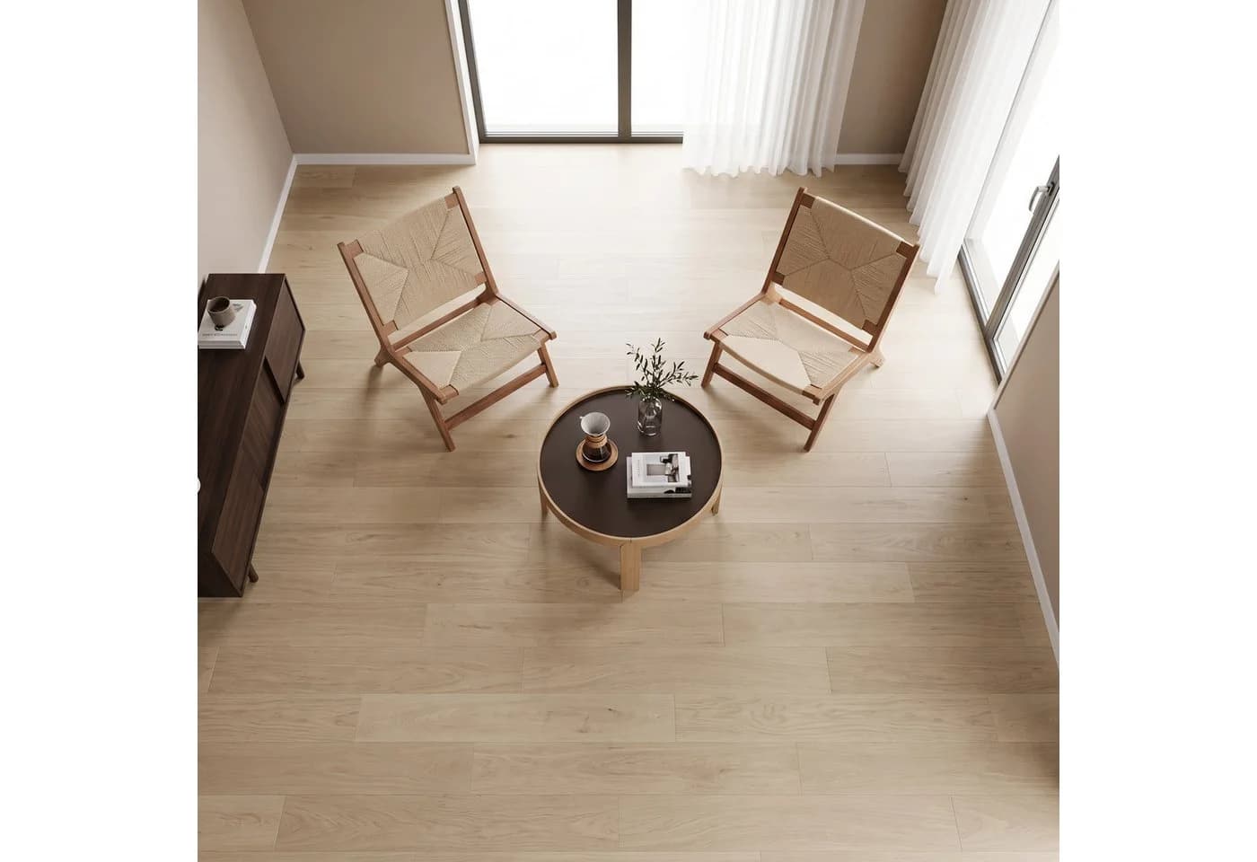 LIM HOME Loungesessel Massivholz Weiß/Braun Papierrattan - Bild 4