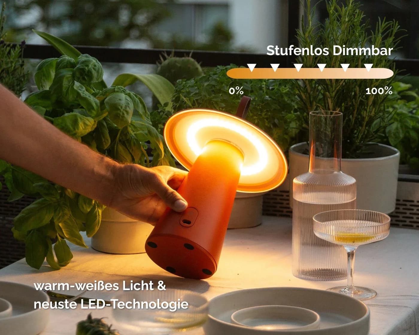 LUUK Studio LED Tischleuchte Lyvo Warmweiß Kabellos Dimmbar IP54 - Bild 3