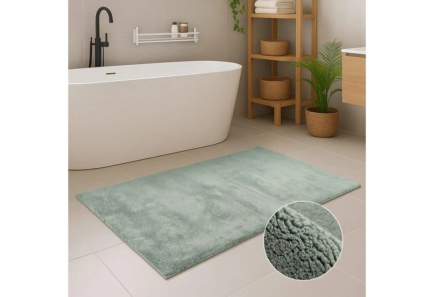 CARPET CITY Badematte PURE500 Uni Grün Polyester - Bild 2