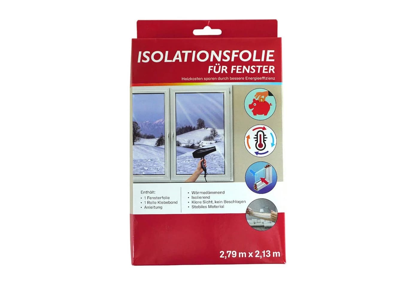HAC24 Fensterfolie Isolationsfolie für Fenster, Transparent 2,79 x 2,13 m inkl. Klebeband - Bild 2