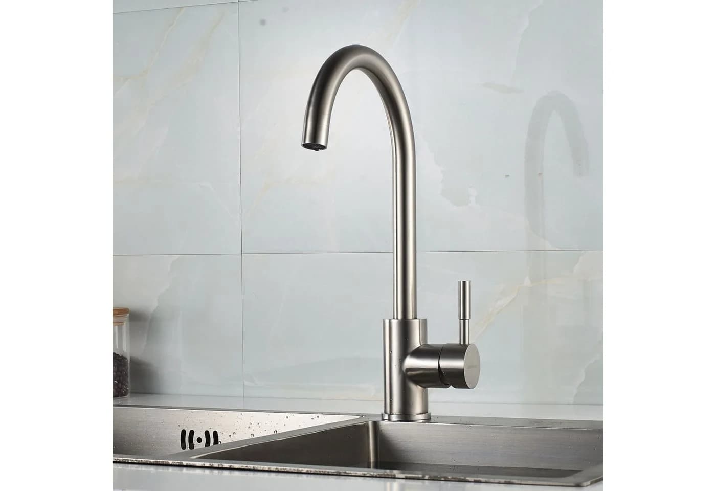 HAC24 Küchenarmatur Niederdruckarmatur Einhandmischer Edelstahl Matt - Bild 3