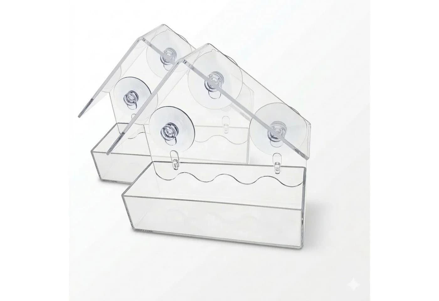 HAC24 Transparentes Fenster-Vogelhaus aus Kunststoff mit Saugnäpfen - Bild 2