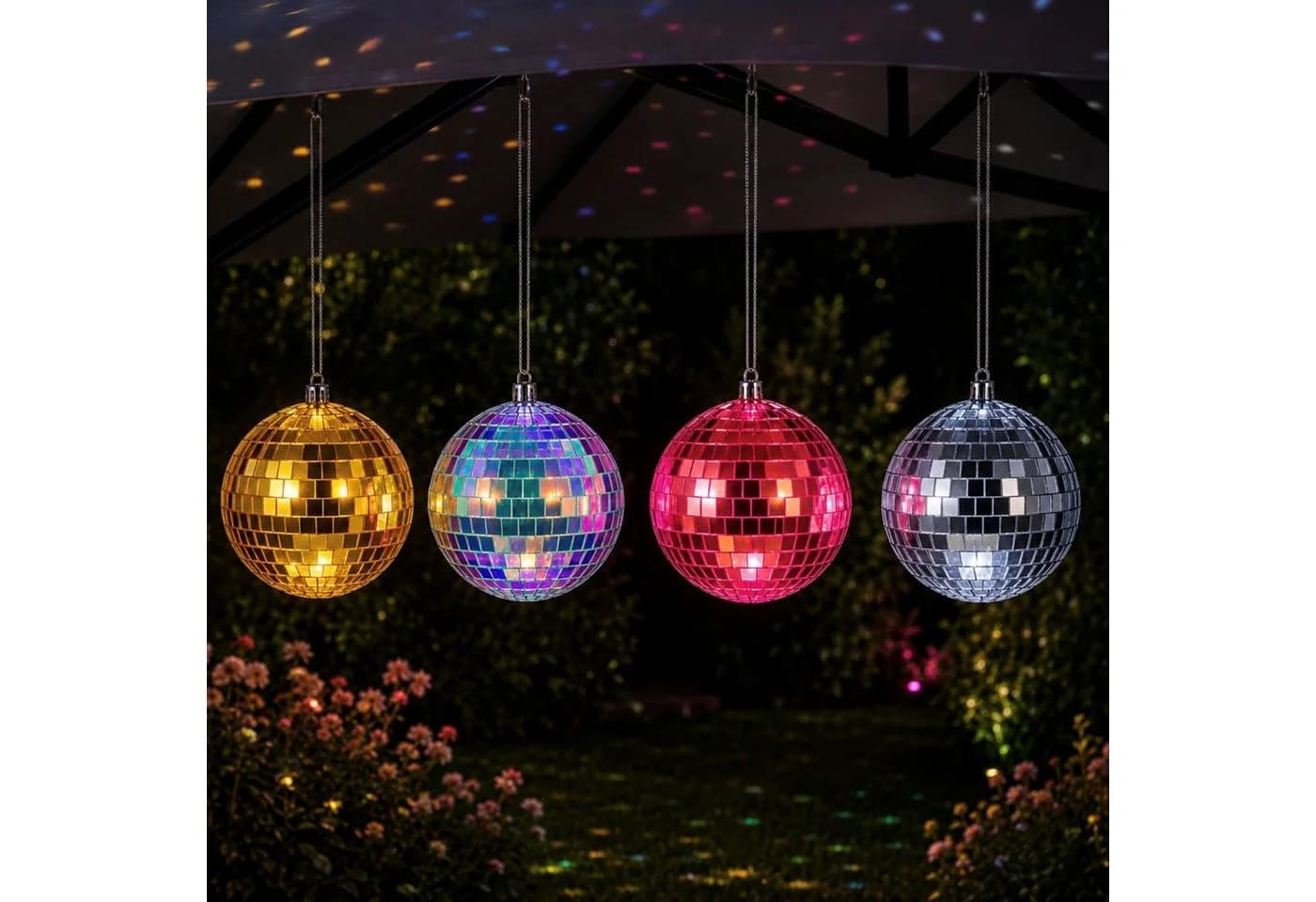 HAC24 LED Disco-Kugel Spiegelkugel Partylicht mit Timer, Ø 8 cm, Lila/Silber - Bild 3