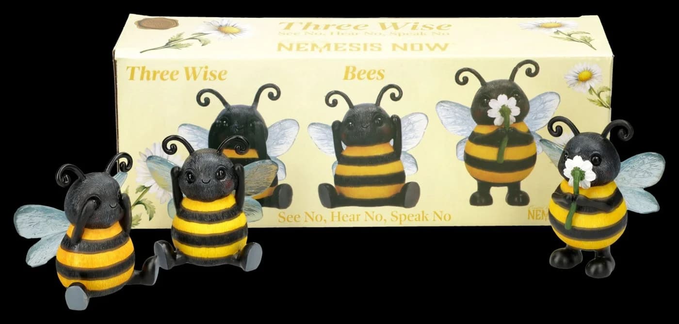 Nemesis Now Bienen Figuren Set 3-teilig Kunststein Bunt