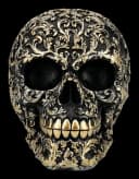 Figuren Shop GmbH Barock Gothic Totenkopf Figur Schwarz Gold Kunststein Bild 1