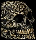 Figuren Shop GmbH Barock Gothic Totenkopf Figur Schwarz Gold Kunststein Bild 4