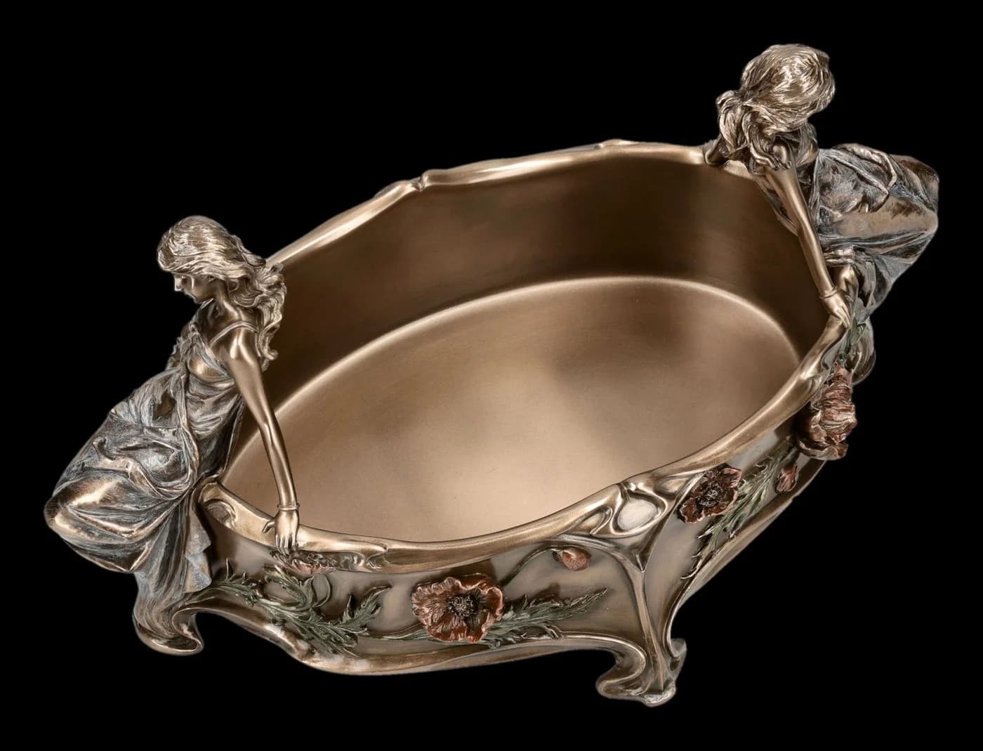 Figuren Shop GmbH Jugendstil Dekoschale Bronziert Kunststein