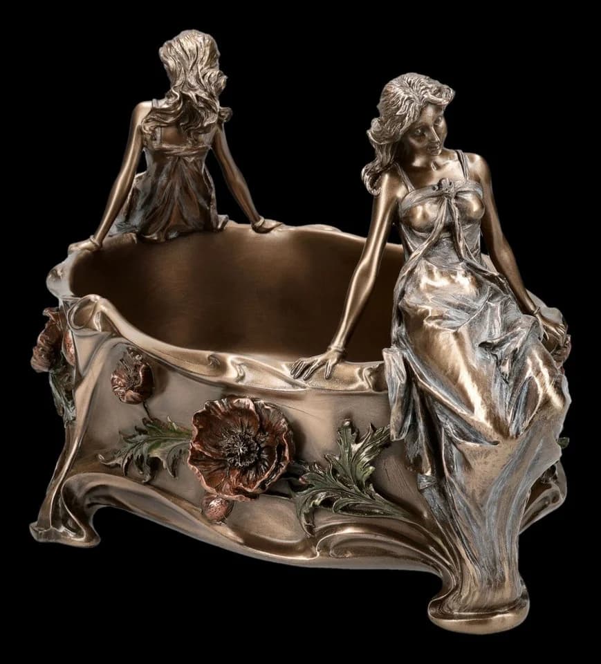 Figuren Shop GmbH Jugendstil Dekoschale Bronziert Kunststein - Bild 3