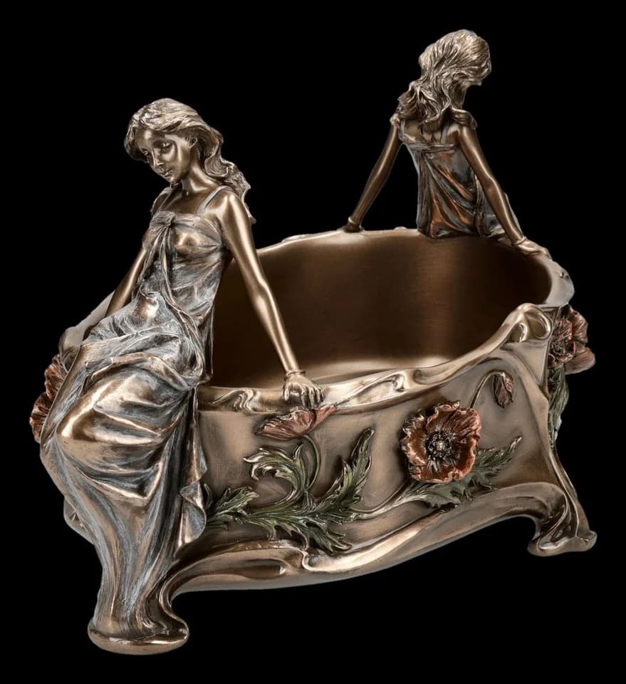 Figuren Shop GmbH Jugendstil Dekoschale Bronziert Kunststein - Bild 4