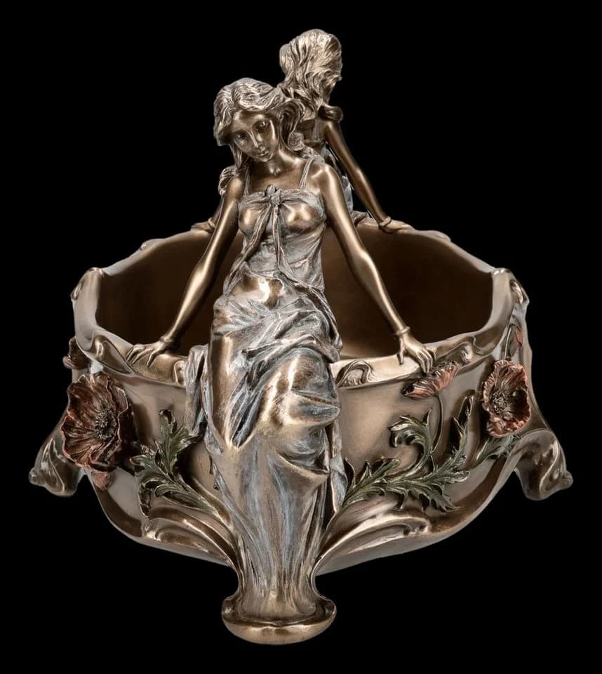 Figuren Shop GmbH Jugendstil Dekoschale Bronziert Kunststein - Bild 5
