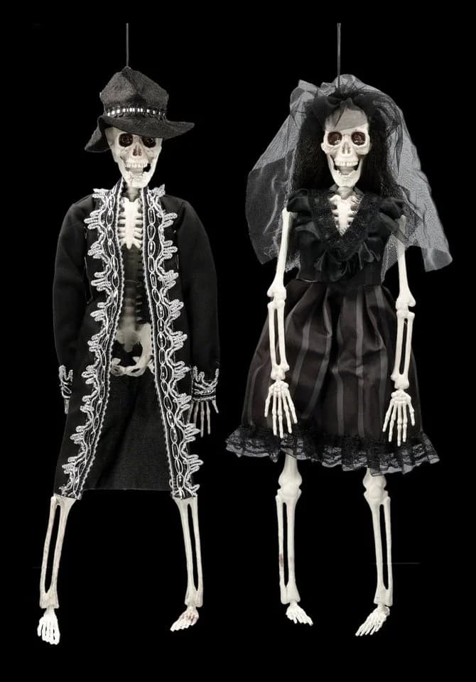 Figuren Shop GmbH Halloween Deko Set Hängende Skelette Braut & Bräutigam Schwarz - Bild 2