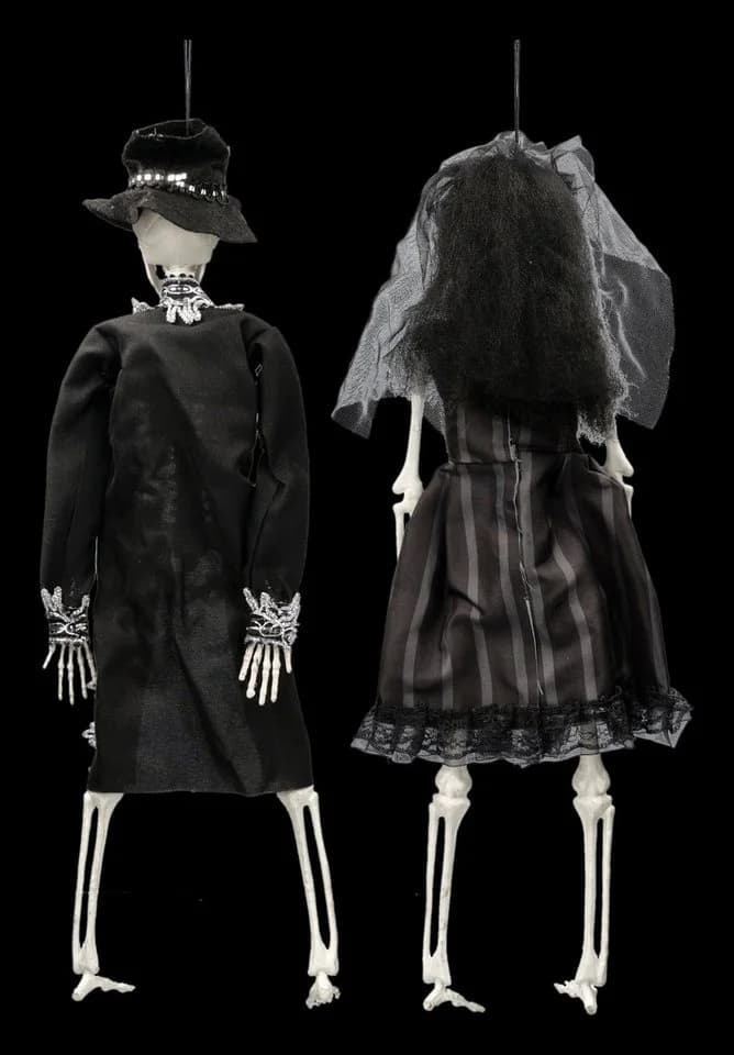 Figuren Shop GmbH Halloween Deko Set Hängende Skelette Braut & Bräutigam Schwarz - Bild 3