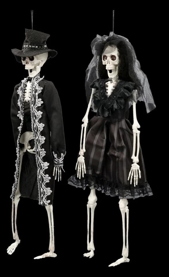 Figuren Shop GmbH Halloween Deko Set Hängende Skelette Braut & Bräutigam Schwarz - Bild 4