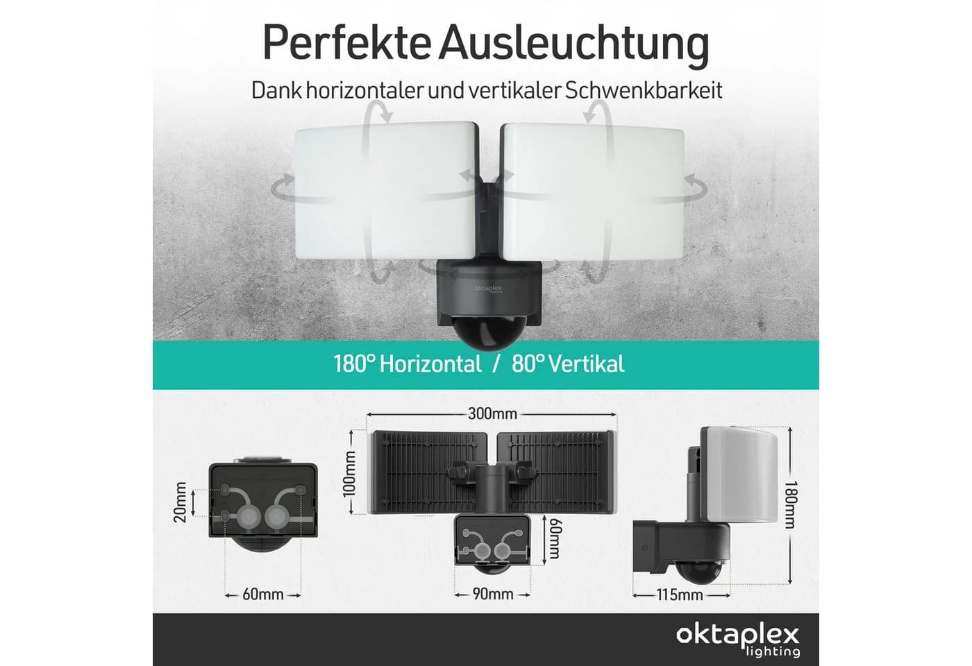 Oktaplex lighting LED Außen-Wandleuchte Cali Dos mit Bewegungsmelder - Bild 4