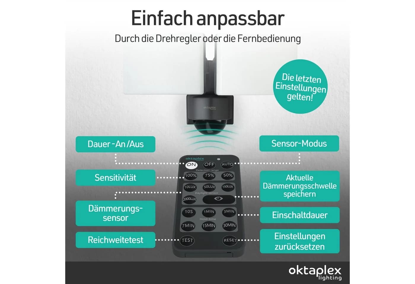 Oktaplex lighting LED Außen-Wandleuchte Cali Dos mit Bewegungsmelder - Bild 5