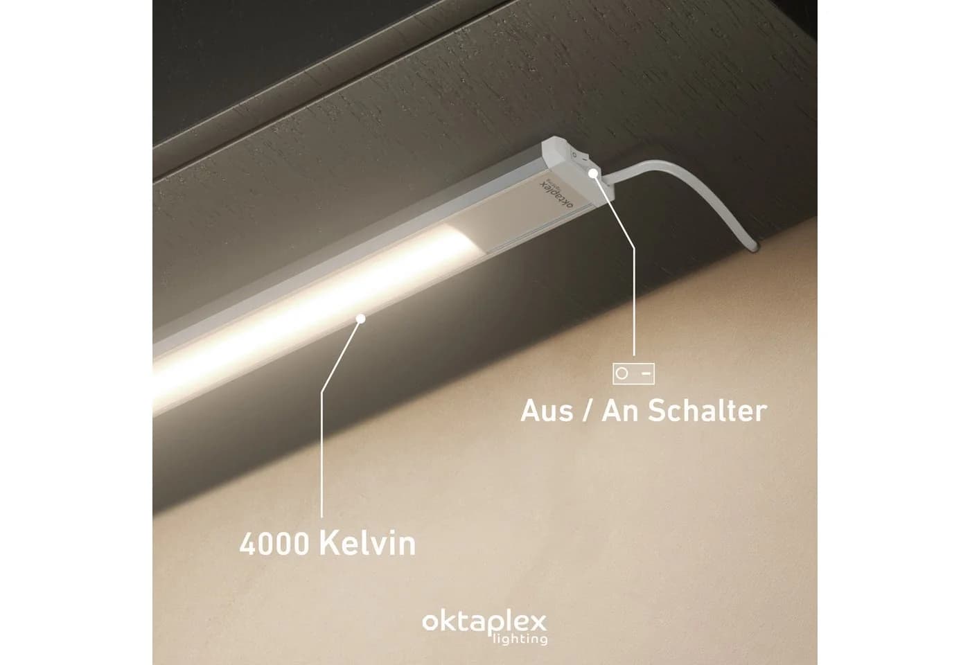 Oktaplex lighting LED Unterbauleuchte Aluminium 40cm Silber