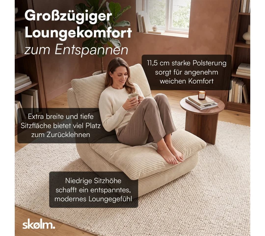 skølm Relaxsessel Sváfa Cord Beige Vollschaum