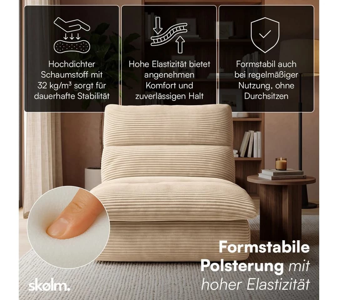 skølm Relaxsessel Sváfa Cord Beige Vollschaum - Bild 3