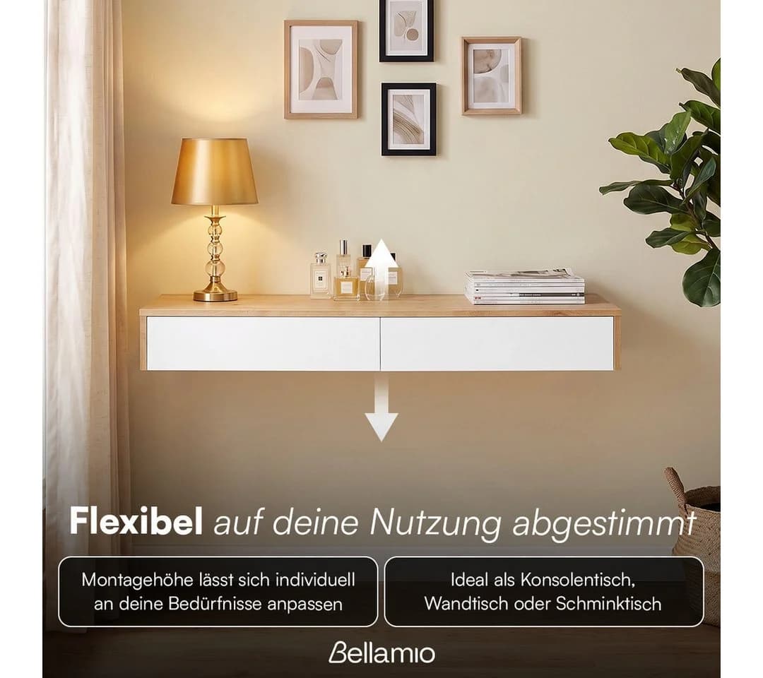 Bellamio Schminktisch Kafue mit Schubladen Weiß/Eichenoptik - Bild 4