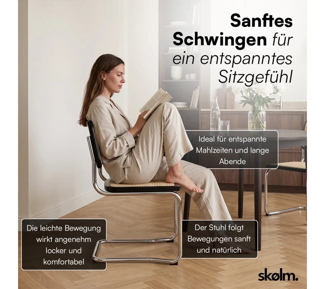 skølm Esszimmerstuhl Langhus Schwingstuhl 2er Set Rattanoptik Kautschukholz - Bild 3