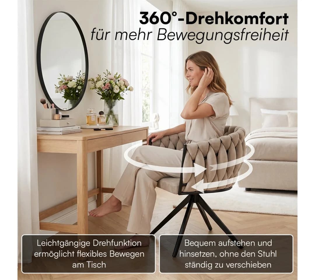 skølm Esszimmerstuhl Sudri Drehstuhl 4er Set Samt Macchiato - Bild 3