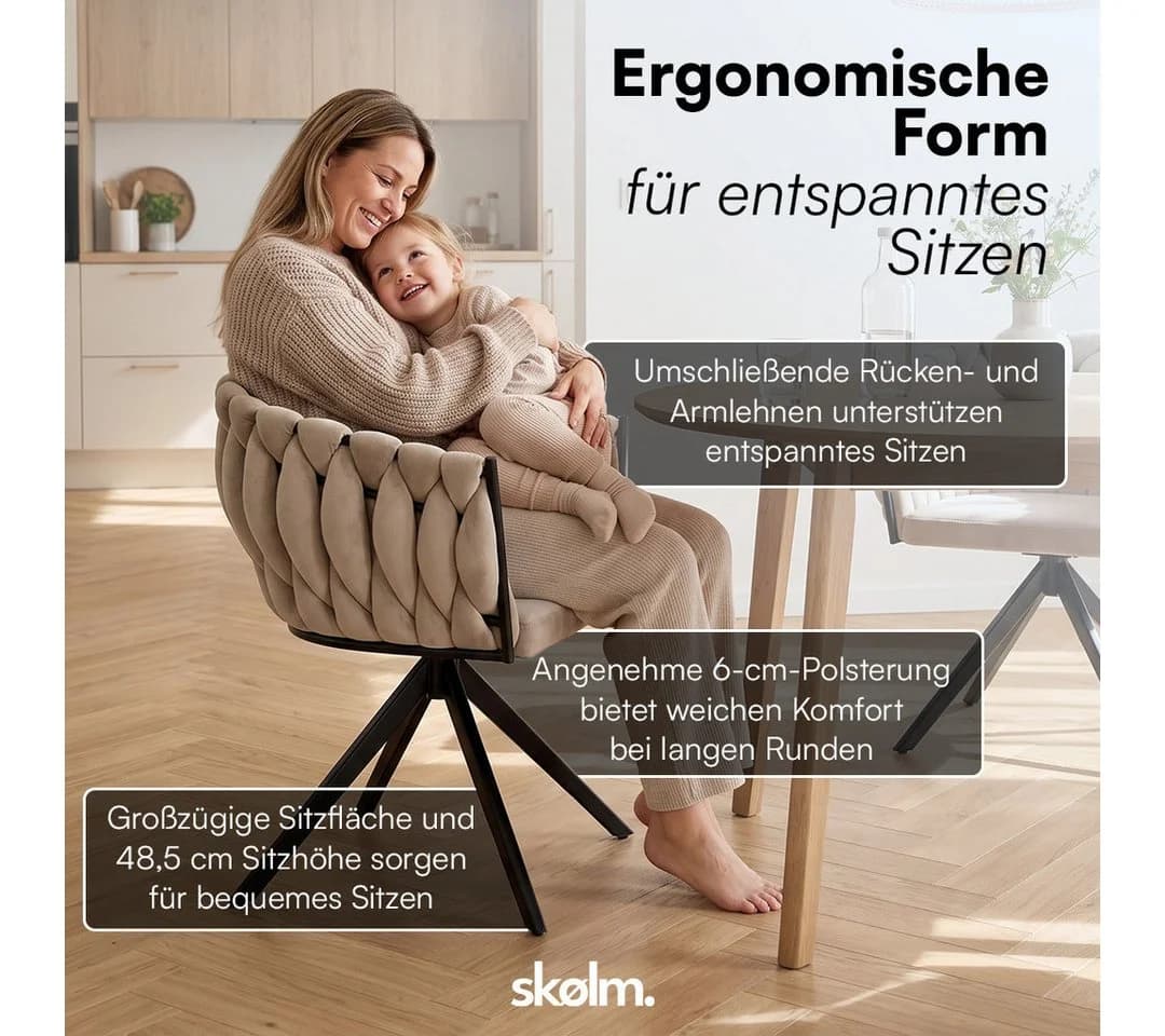 skølm Esszimmerstuhl Sudri Drehstuhl 4er Set Samt Macchiato - Bild 4